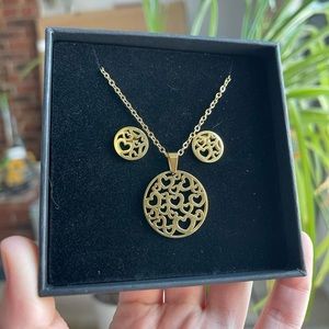 18k gold plated heart necklace set